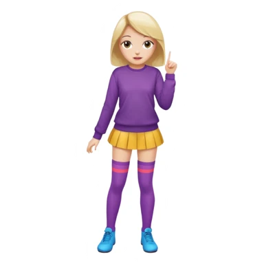 Cute girl thigh high socks sitting legs out, colorful clothes sticker