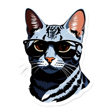 Grey Egyptian Mau with sunglasses sticker