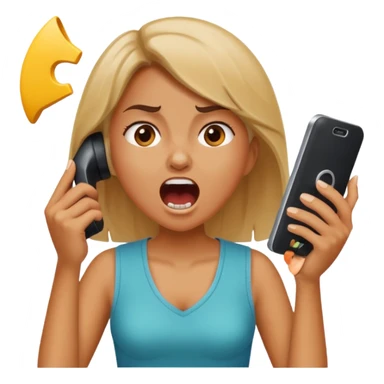 Girl yelling at phone  sticker