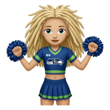Blonde dreadlocks , blue eyes , cheerleader , full body , Seattle Seahawks sticker