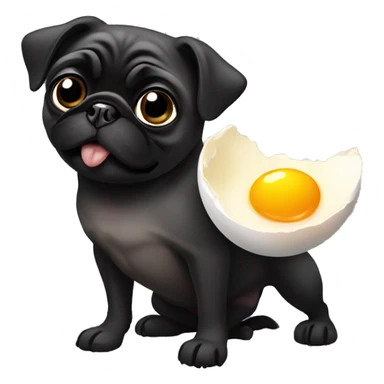 Black pug eating a egg  sticker