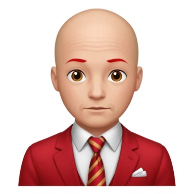 man Bald with red necktie, red dress,tatto. sticker