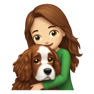 Brunette white girl hugging an irish setter dog sticker