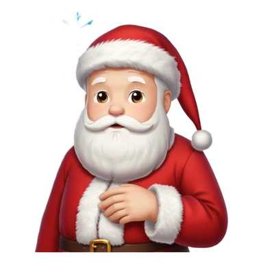 Santa Claus and a Christmas tree, with snowflakes in the background sticker