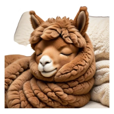 Meme-Worthy Cute Sleeping Brown Alpaca Portrait Emoji, Head resting peacefully with a contented smile, showcasing a delightfully sturdy build and a luxuriously soft brown fleece, eyes shut in a serene nap, Simplified yet hilariously adorable features, highly detailed, glowing with a soft, drowsy light, high shine, relaxed and utterly lovable, stylized with an air of playful laziness, bright and heartwarming, soft glowing outline, capturing the essence of a comically sleepy alpaca, so meme-worthy it feels like it could instantly become the next viral sensation of adorable slumber! sticker