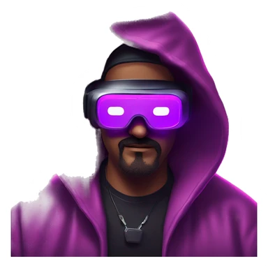 Big Lebowski wearing a black hoodie with "OMG" letters on it and VR headset oculus quest 2 in a cyberpunk VR environment with violet neon lighting. sticker
