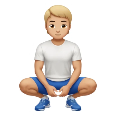 A regular man squatting with his hands on his knees sticker