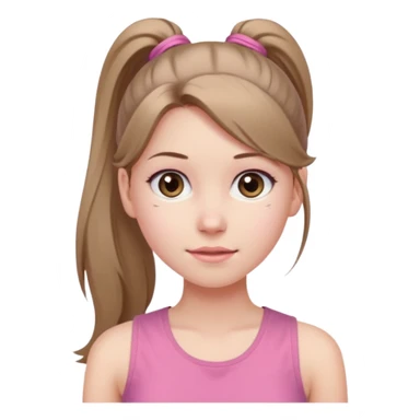 Девушка, бледная кожа, глаза серого цвета, светло русые, длинные волосы, собранные в хвост, розовая майка без рукавов sticker