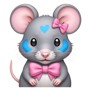 Cute rat with a pink bow sticker