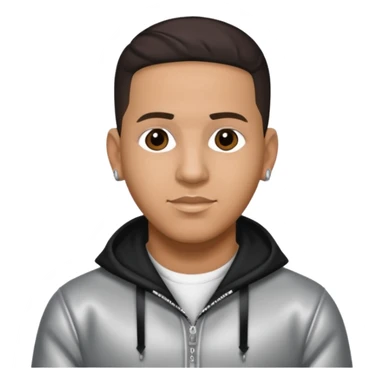 Daddy Yankee with dark brown hair, silver outfit sticker