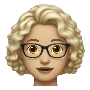 woman white skin glasses wavy bran hair sticker