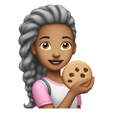 Light Pastel color hair lightskin girl with a pink out holding a cookie sticker