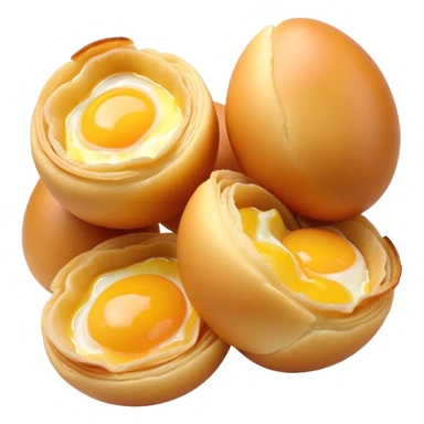 3D rendered crispy Hong Kong egg puffs (港式鸡蛋仔) with slight char marks, perfectly golden with darker spots, authentic egg-shaped bubbles, hyper-realistic texture, glossy finish sticker