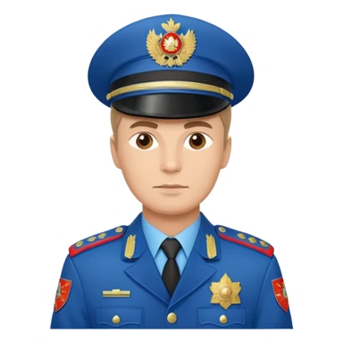 Russian policeman with traditional Russian police hat and uniform sticker