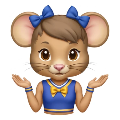 girl rat with a blue bow, wearing a blue and gold cheerleader outfit, Vikings team colors sticker