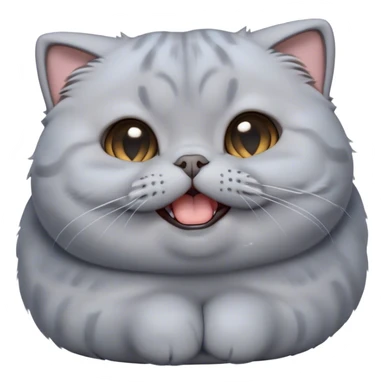 Cinematic Cute Chubby Grey Scottish Fold Cat Portrait Emoji, Adorable folded ears framing its round face, head tilted playfully and yawning, round and plump body with sleek soft grey fur and subtle blue undertones, Simplified yet adorable features, highly detailed, glowing with a warm, friendly glow, high shine, curious yet calm, stylized with a touch of whimsy, bright and endearing, soft glowing outline, capturing the essence of a mischievous yet loving and lazy kitty with those signature folded ears, so cute it feels like it could stretch out of the screen and cuddle! sticker