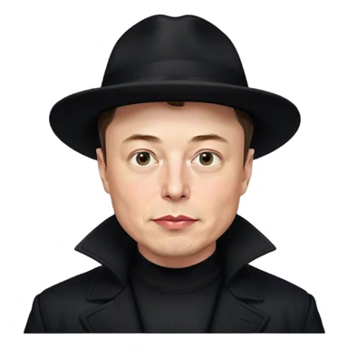 elon musk with black maga hat black t-shirt under a black long coat sticker