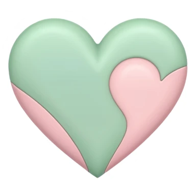 A half pastel green half pastel pink heart sticker