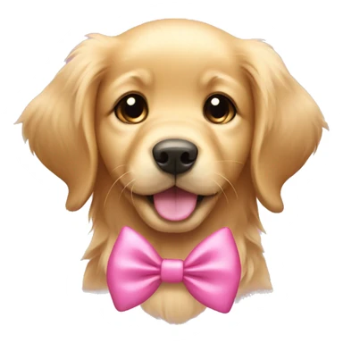 Golden retriever puppy with pink bow sticker