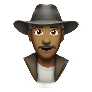 Man folding with a funny hat sticker