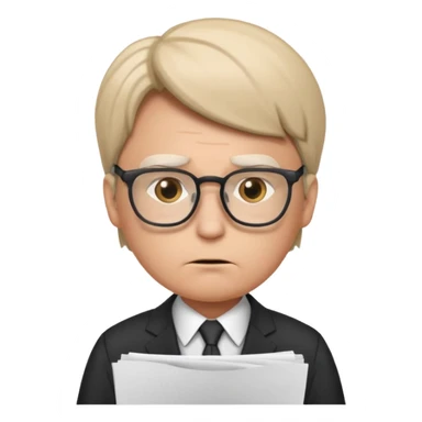 Frowns with Glasses, Office Boss: Business outfit, holding papers, frowning behind glasses, serious look
 sticker