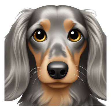 Long haired dapple dachshund, tan, gray & black sticker