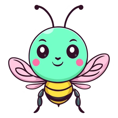 Glamorous mint green female bee with diamond-studded wings, rhinestone decorations, and glittery body sticker