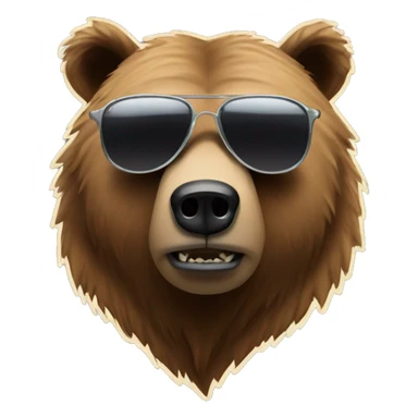 cool grizzly bear  with sunglasses hanging losse sticker