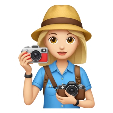 tourist woman holding camera sticker
