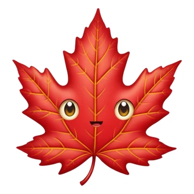 feuille d'érable, style Kawaii, yeux brillants sticker