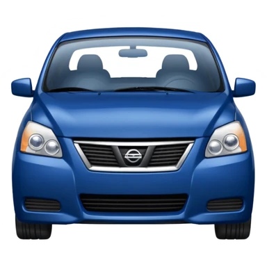 a dark blue Nissan Sentra with a sad face sticker