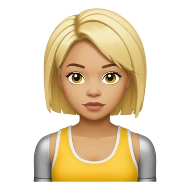 Tionne T-Boz Watkins short with long front blonde hair, yellow tank top sticker