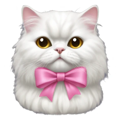 white Persian cat with a pink bow sticker