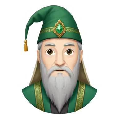 albus dumbledore from harry potter with green turkish fez hat and decorative motifs, no gem sticker