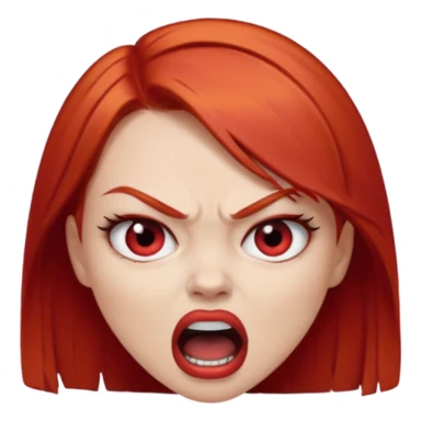 una chica con los labios y los ojos maquillados, de piel blanca con el pelo liso y corto y pelirrojo enojada gritando sticker