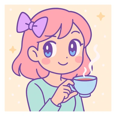 woman giving side eye while sipping hot tea with her pinky up, vibrant anime-inspired style sticker