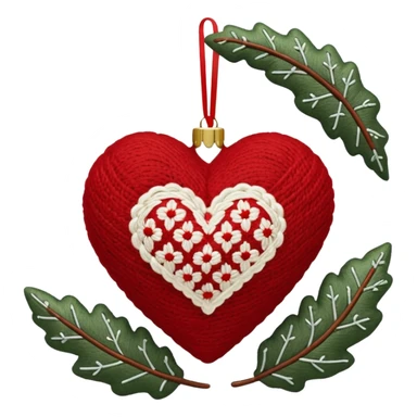 Melrose embroidered wool red heart ornament sticker