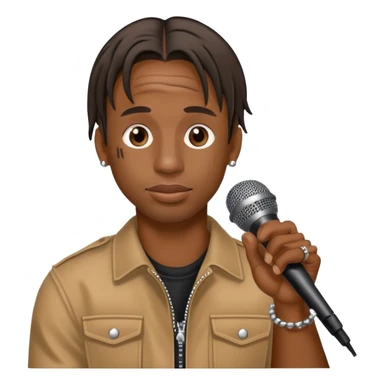 Travis Scott emoji with microphone performing on stage sticker