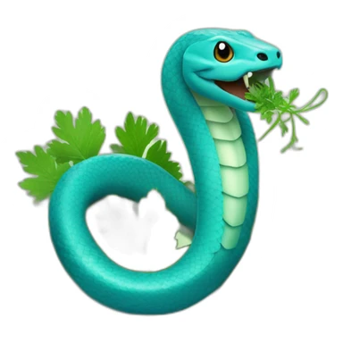 Blue Snake with parsley and cilantro around head sticker