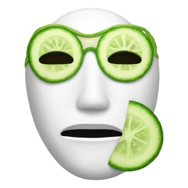 wink emoji with a white hydrating face mask and slices of cucumber in the eyes sticker