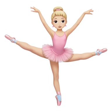 aestethic blonde girl doing ballet, with a pink tutu, bun, with a leg on the floor, and the other one in the air, with 2 legs!! sticker