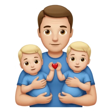 Dad holding identical twin boys sticker