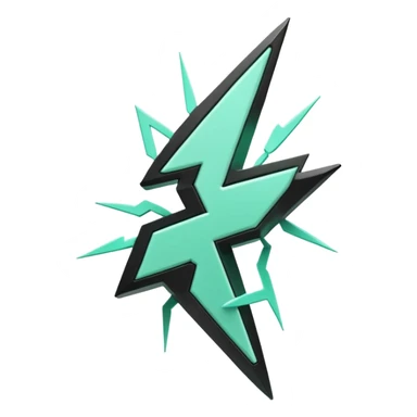 Énergie (Energy), 3D techy icon with black and mint green (#B5F4D3) color scheme, power lightning bolt with circuit patterns sticker