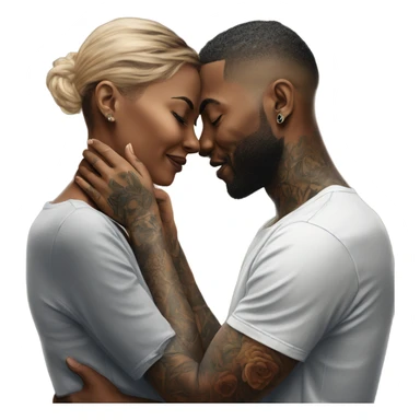 intimate moment between lovers, photo Realistic Couple with tattoos  sticker