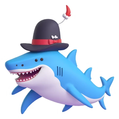 shark wearing a top hat sticker