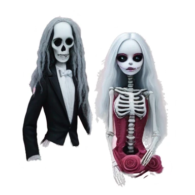 PINK LANDSCAPE PICTURE WITH FRAME: full body, hyper realism, full height skeleton, tim burton "corpse bride", thin porcelain doll with a cracked face, goth makeup watery eyes, long hair, lace and ruffles, lolita style, inked, black and white, red roses sticker