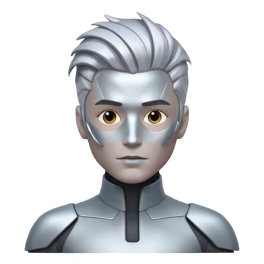futuristic man with long metalic hair sticker