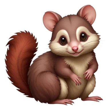 Dark Brownish red soft realistic romantic vintage antique divine beautiful elegant pretty precious cute young youthful  Fakémon-Pokémon-alien-Furret-opossum-feline-Squirrel-hybrid-creature (full body) sticker