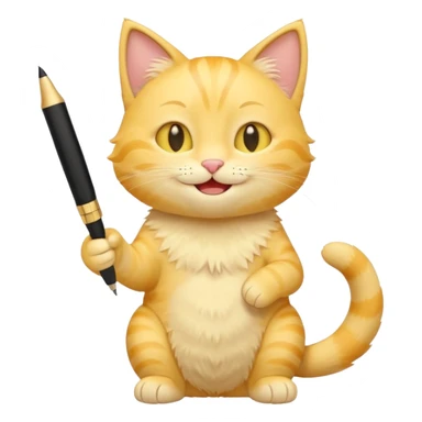 cute yellow smiling cat with full body with note and pen and no clothes sticker