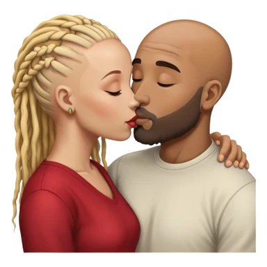 Bald head brown man with beard kissing African woman with blonde dreadlocks  sticker